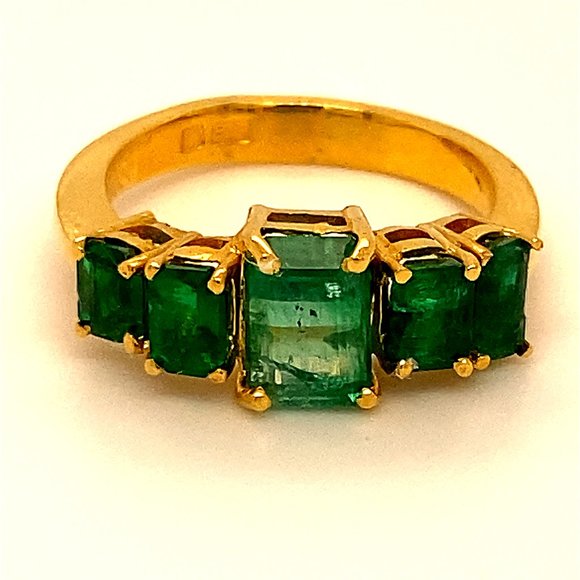 Emerald 3.55ct Solid 22K Yellow Gold Ring - Picture 1 of 9